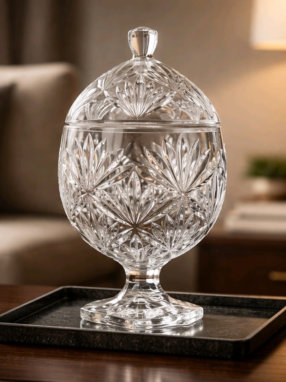 Vintage Cristal d'Arques Durand Luminarc Katya Lead Crystal Candy Dish 9 in.